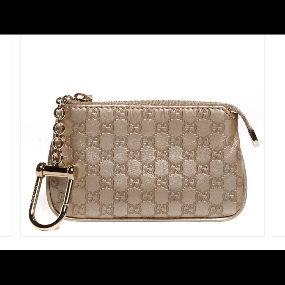 Gold Gucci Micro Guccisima Coin Case Key Chain